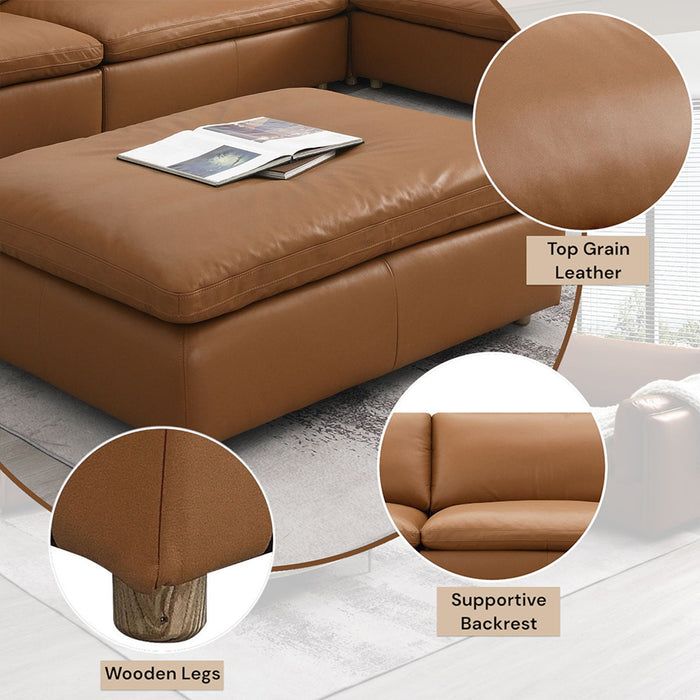 Brighton - Ottoman - Brown Top Grain Leather