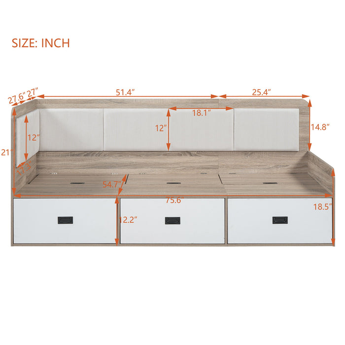 Daybed With Three Drawers And Three Storage Compartments