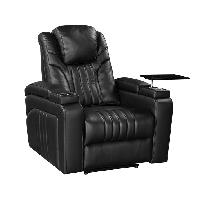 Power Recliner Home Theater Recliner With Power Adjustable Headrest, Wireless Charging Device, USB Port, Storage Arms, Cup Holder And Swivel Tray Table For Living Room