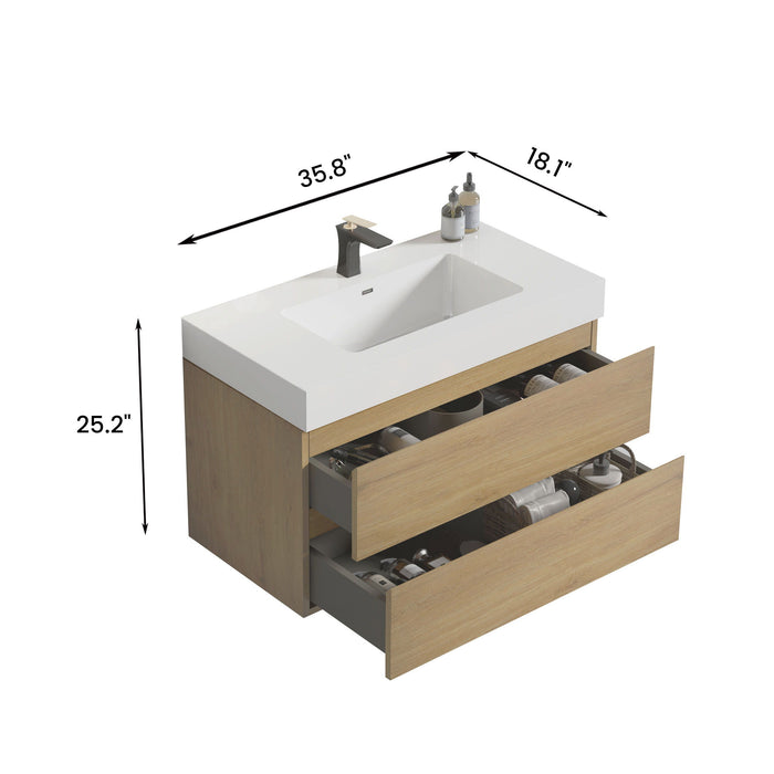 Alice - Bathroom Vanity With Sink, Large Storage Wall Mounted Floating Bathroom Vanity For Modern Bathroom