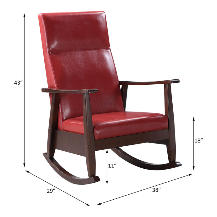 Raina - Rocking Chair - Red / Espresso