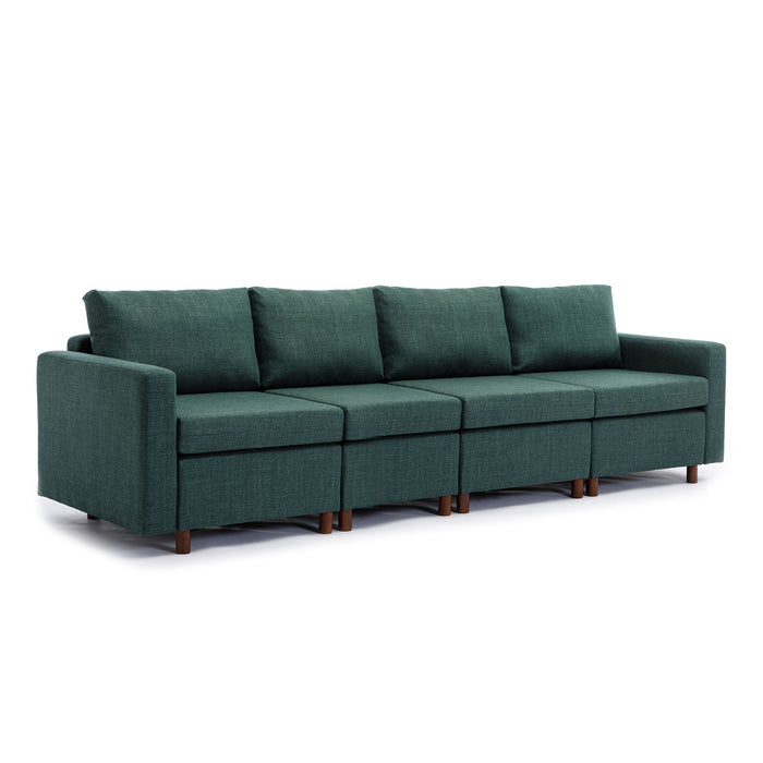 4 Seat Module Sectional Sofa Couch With 1 Ottoman For Living Room, Seat Cushion And Back Cushion Non-Removable And Non-Washable