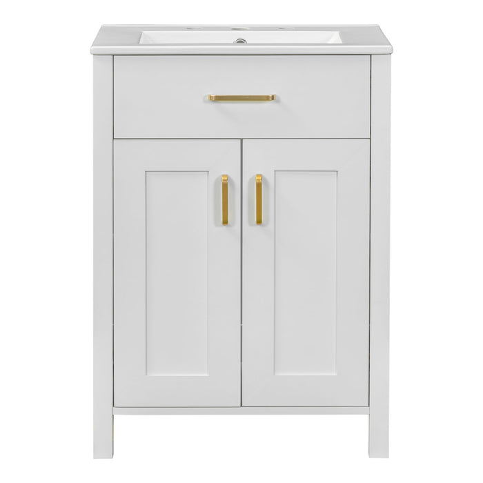 Bathroom Vanity Combo With Ceramic Sink, Luxurious Space-Saving Vanity, 2 Soft Close Doors