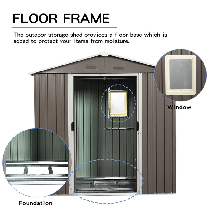 88.98" Outdoor Metal Storage Shed With Window