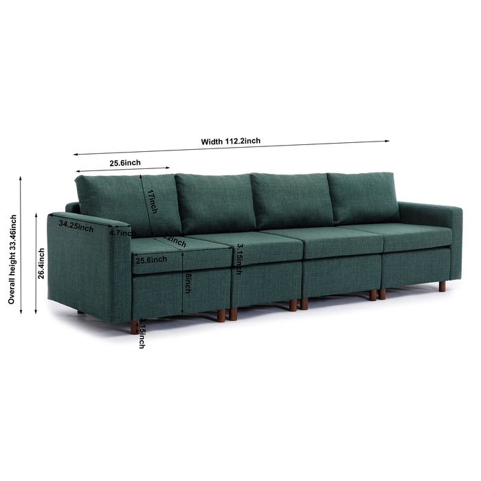 4 Seat Module Sectional Sofa Couch With 1 Ottoman For Living Room, Seat Cushion And Back Cushion Non-Removable And Non-Washable