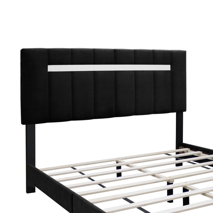 Queen Size Adjustable Upholstered Bed Frame Dark Velvet Collection Comfort And Simplicity