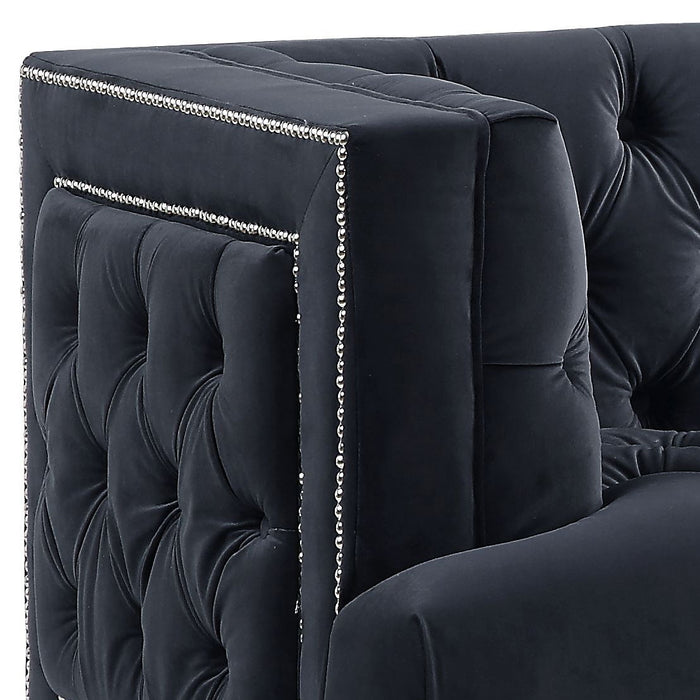 Ansario - Velvet Loveseat - Charcoal