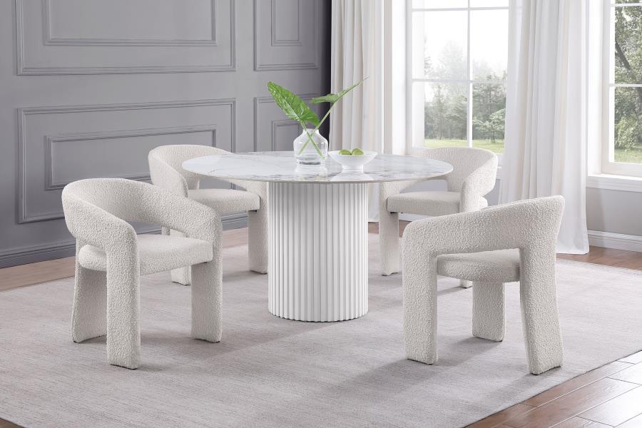 Eudora - Boucle Upholstered Dining Side Chair - Cream