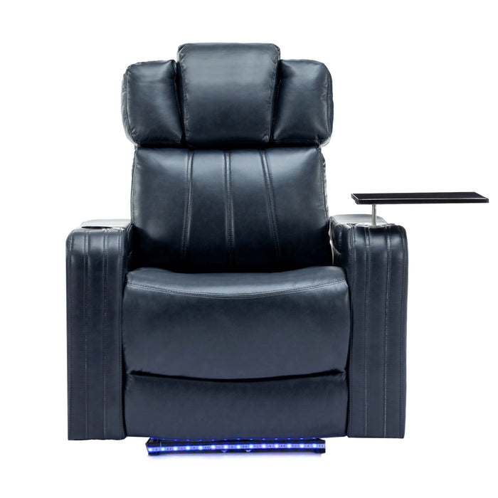 Power Recliner Individual Seat Home Theater Recliner With Cooling Cup Holder - Bluetooth Speaker, Led Lights, USB Ports, Tray Table, Arm Storage For Living Room