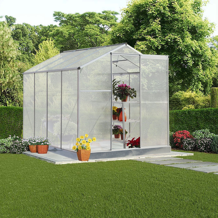 Polycarbonate Greenhouse, Heavy Duty Walk In Plant Garden Greenhouse For Backyard / Outdoor - Silver