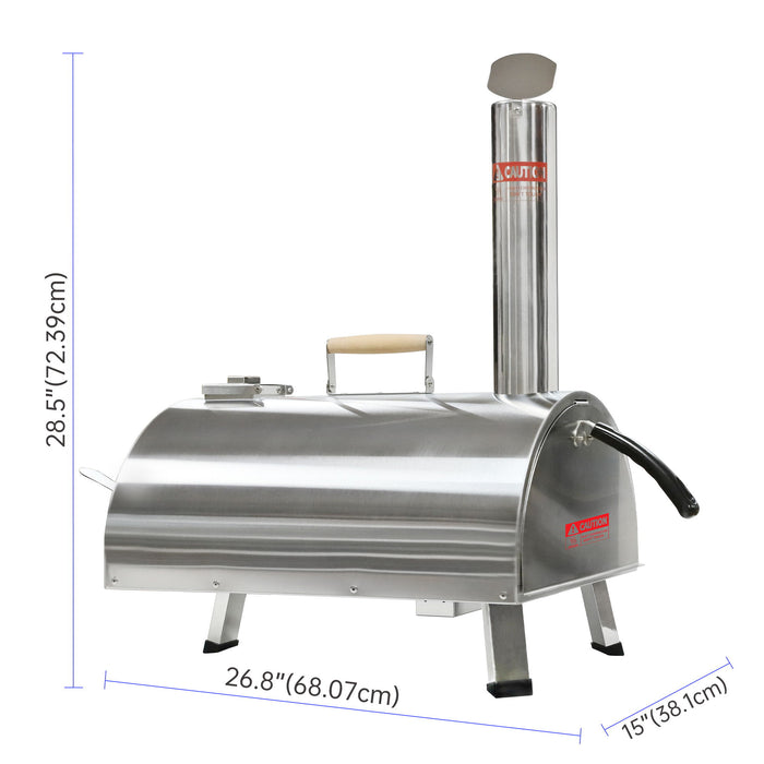 Pizza Oven Outdoor 12" Automatic Rotatable Pizza Ovens Portable Stainless Steel Wood Fired Pizza Oven Pizza Maker With Built-In Thermometer Pizza Cutter Carry Bag