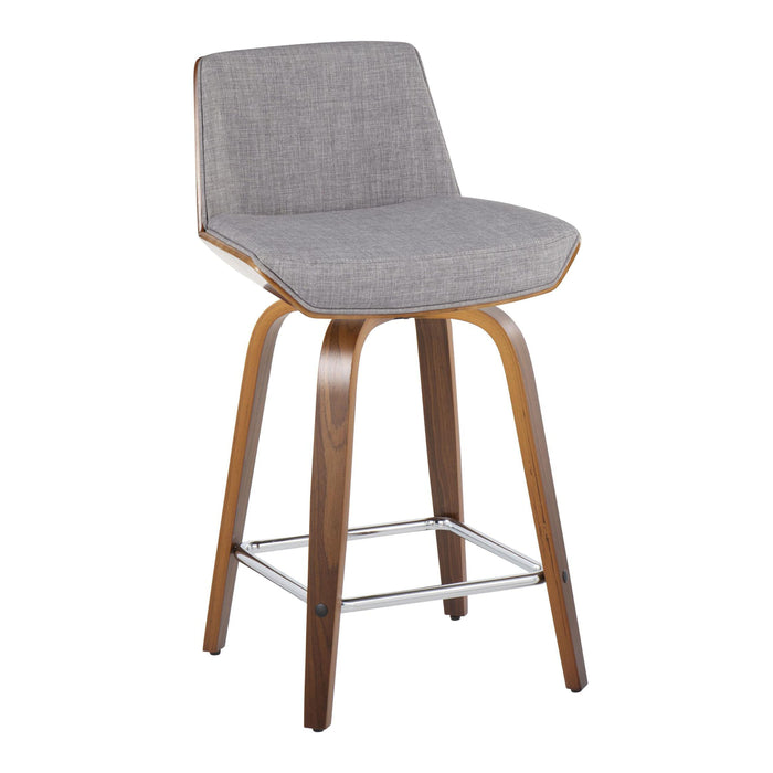 Corazza - Mid Century Modern Fixed Height Counter Stool With Swivel With Square Footrest (Set of 2)