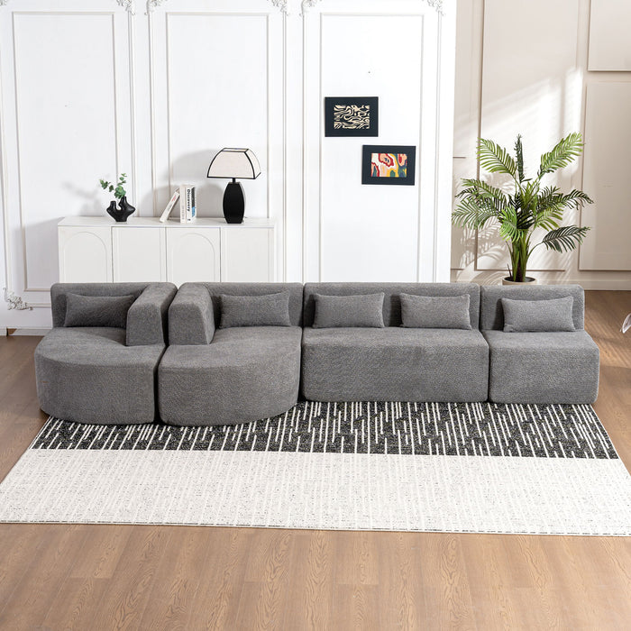 Upholstered Sofa Free Combined Sofa Couch With Two Chaise Lounge And Five Back Pillows For Living Room