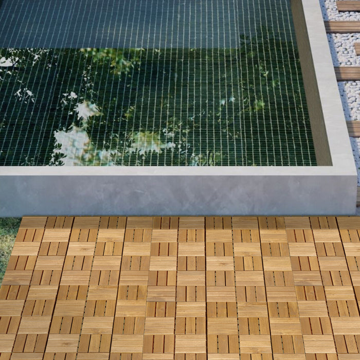 Interlocking Deck Tiles Checker Pattern, Square Acacia Hardwood Outdoor Flooring For Patio, Bancony, Pool Side