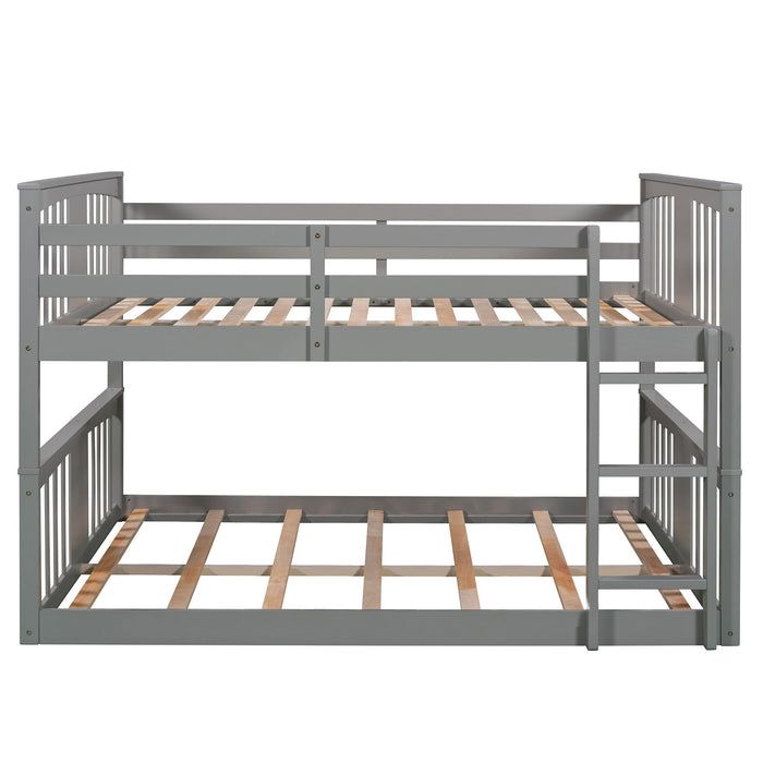 Full Over Full Bunk Bed With Ladder - Gray