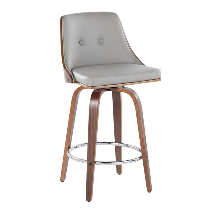 Gianna - Mid-Century Modern Fixed Height Stool With Swivel With Round Footrest (Set of 2)