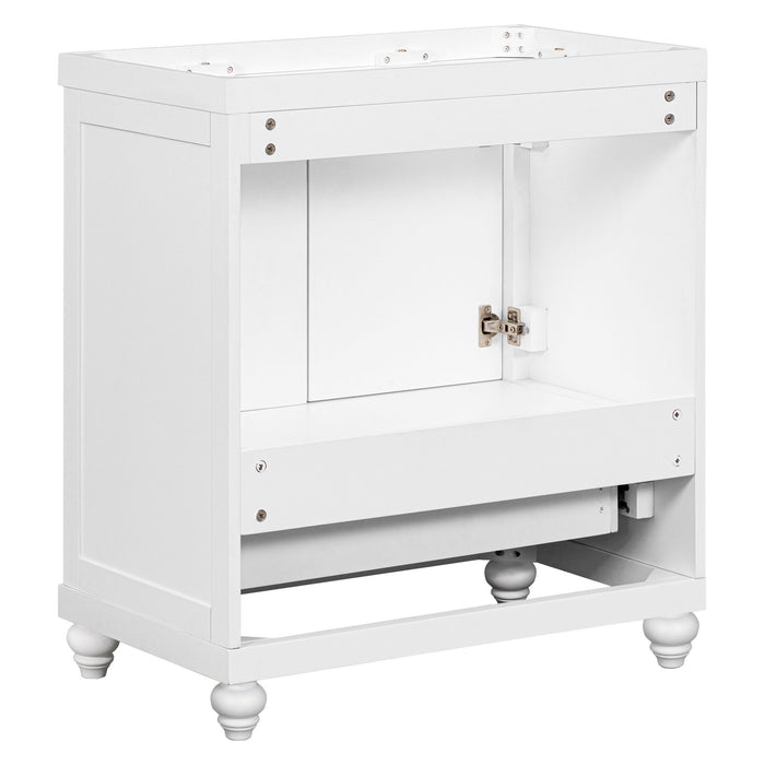 Bathroom Vanity Without Sink, Base Only, Cabinet With Doors And Drawer, Solid Frame And MDF Board - White