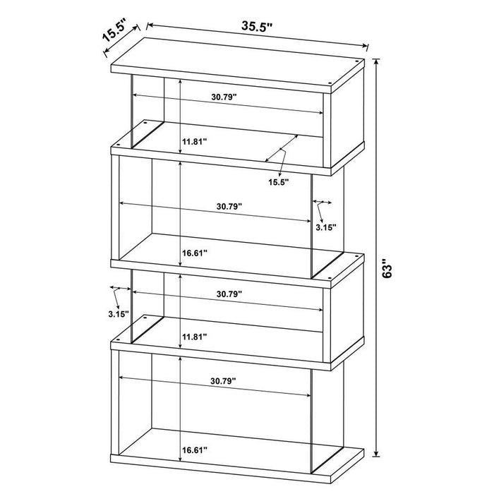 Emelle - 4-Shelf Bookcase With Glass Panels