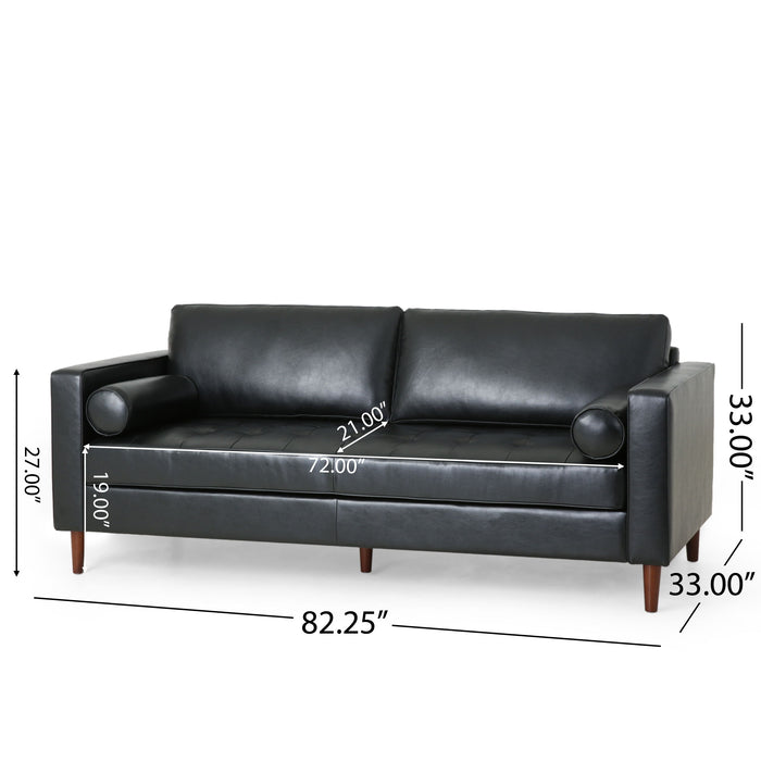 Modern Comfy 3 Seat Sofa With Wooden Legs, For Living Room And Study