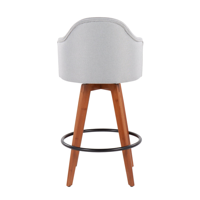 Ahoy - Contemporary Fixed Height Counter Stool With Bamboo Round Footrest (Set of 2)