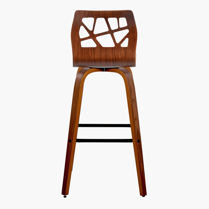 Folia - Mid Century Modern Fixed Height Barstool With Swivel With Square Footrest (Set of 2)