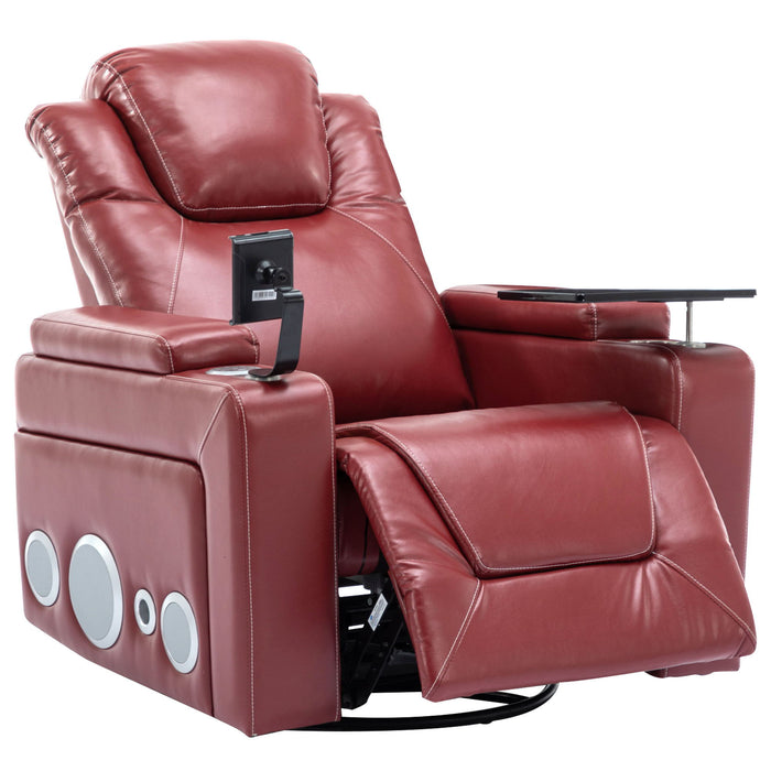 270° Swivel Power Recliner Individual Seat Home Theater Recliner With Surround Sound, Cup Holder, Removable Tray Table, Hidden Arm Storage For Living Room