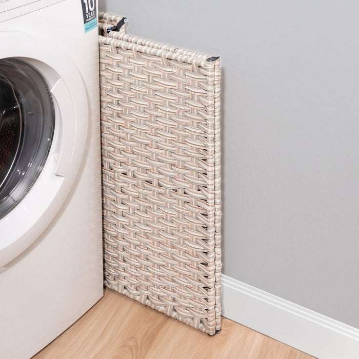 Laundry Hamper With Lid PE Rattan Powder Coating Frame Clothes Hampers With 2 Removable Bags