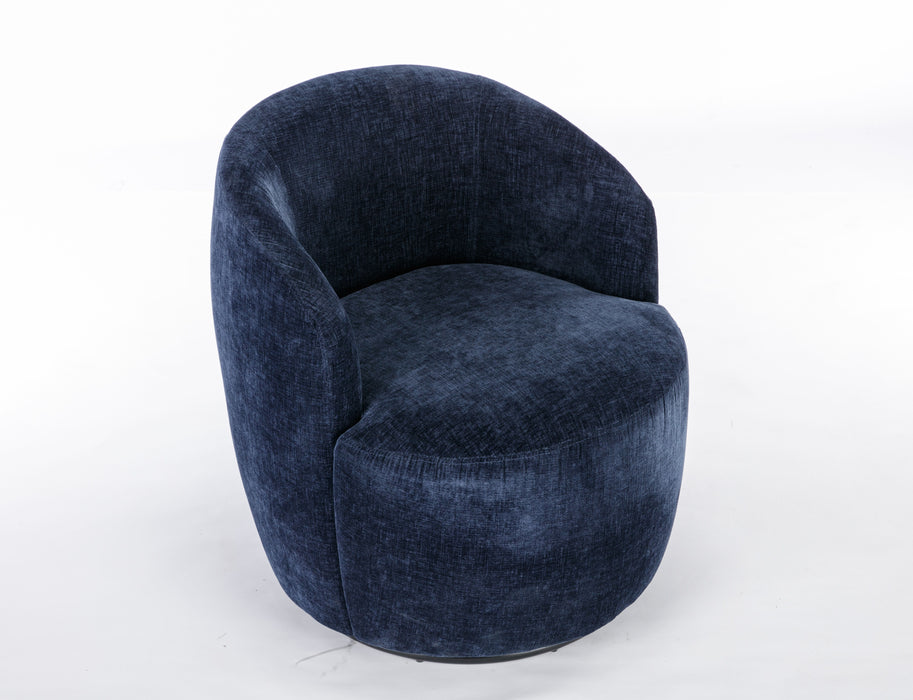 Chenille Fabric Swivel Accent Armchair Barrel Chair With Powder Coating Metal Ring