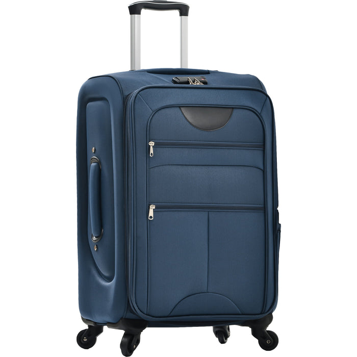 Softside Luggage Expandable 3 Piece Set Suitcase Upright Spinner Softshell Lightweight Luggage Travel Set - Dark Blue