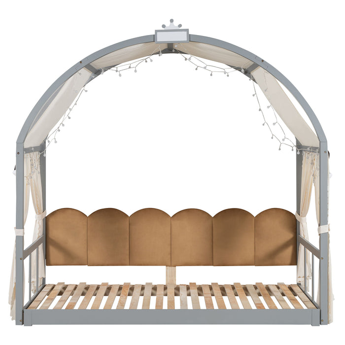 Extended Bed With Arched Roof And Trundle