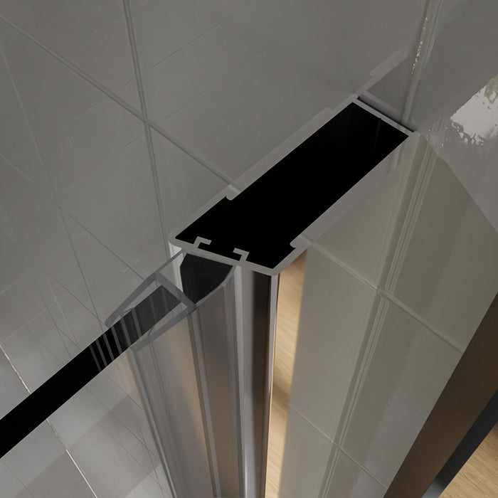 Semi-Frameless Pivot Shower Door In Chrome With Clear Glass - Chrome