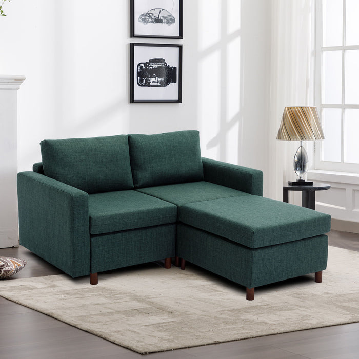 2 Seat Module Sectional Sofa Couch With 1 Ottoman For Living Room, Seat Cushion And Back Cushion Non-Removable And Non-Washable