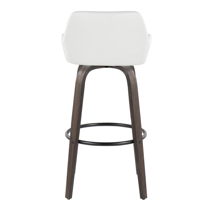 Daniella - Contemporary Fixed Height, Barstool With Swivel With Round Footrest (Set of 2)