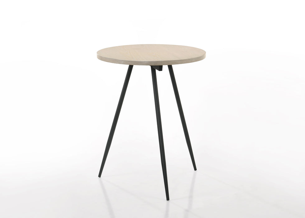 Neroli - 24" Contemporary Round Side Table With Black Metal Base - Oak White