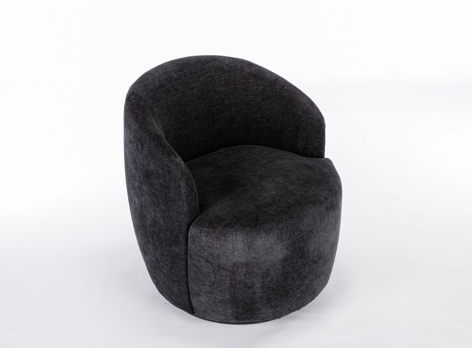 Chenille Fabric Swivel Accent Armchair Barrel Chair With Powder Coating Metal Ring