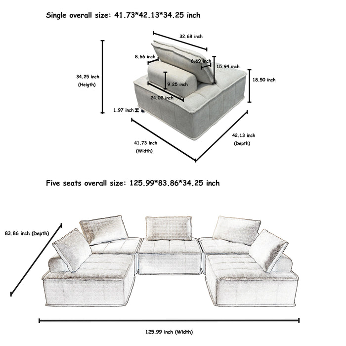 Luxury L-Shaped Modular Sofa With Hidden Legs, Adjustable Cushions, And Spring Seats - Perfect For Modern Living Room