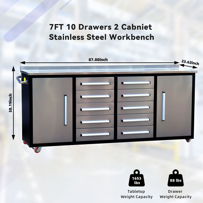 Storage Cabinets With Workbench (10 Drawers & 2 Cabinets)