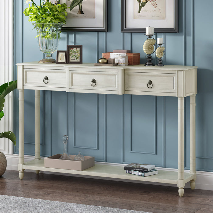 Console Table Sofa Table With Drawers For Entryway With Projecting Drawers And Long Shelf