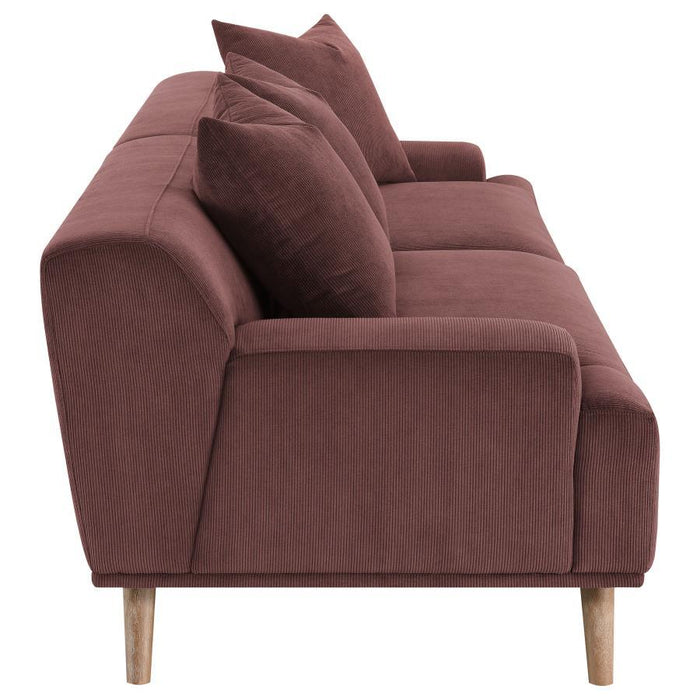 Elizabeth - Corduroy Upholstered Extra Long Sofa - Wine Red