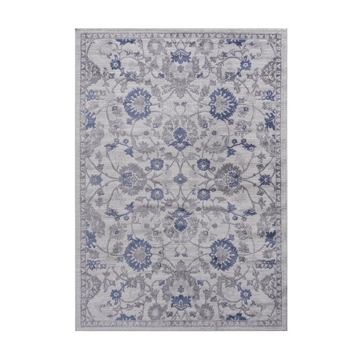 5' x 7' Oriental Non-Shedding Stylish And Stain Resistant Area Rug - Blue / Silver