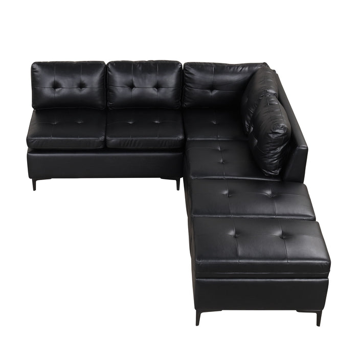 L-Shaped Corner Sofa Sectional Sofa Couch With Movable Storage Ottomans For Living Room