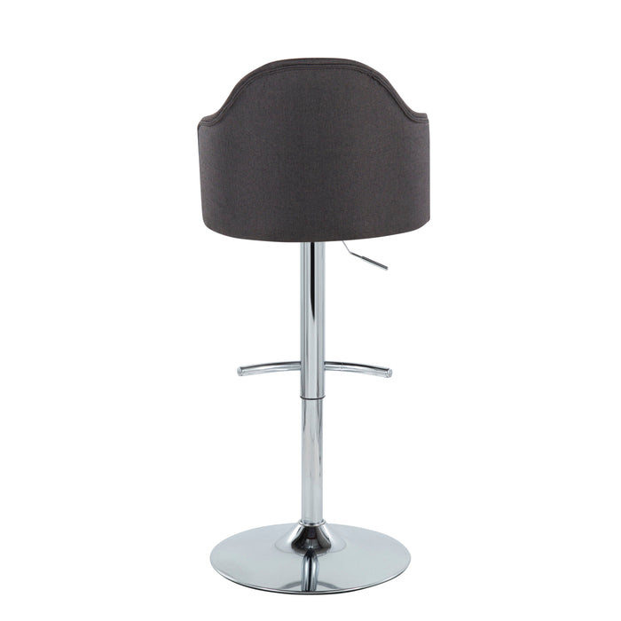 Ahoy - Contemporary Adjustable Barstool With Swivel With Rounded T Footrest (Set of 2)