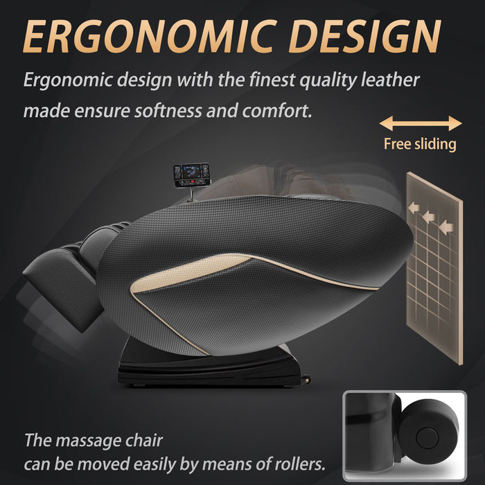 Massage Chair Blue-Tooth Connection And Speaker, Easy To Use At Home And In The Office And Recliner With Zero Gravity With Full Body Air Pressure - Black