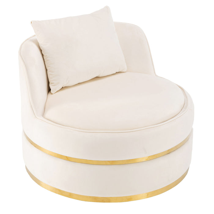 360° Swivel Accent Chair Velvet Modern Upholstered Barrel Chair Over-Sized Soft Chair With Seat Cushion For Living Room