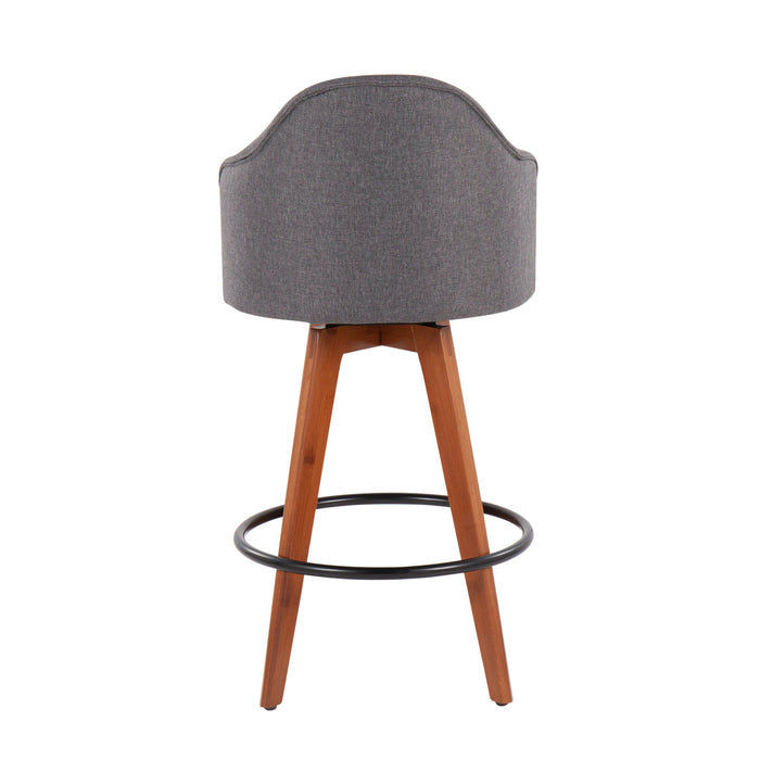 Ahoy - Contemporary Fixed Height Counter Stool With Bamboo Round Footrest (Set of 2)