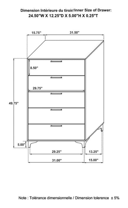 Kendall - 5-Drawer Bedroom Chest