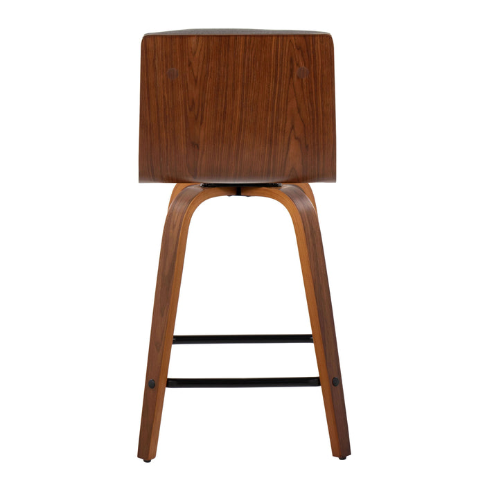 Vasari - Mid Century Modern Fixed Height Counter Stool With Swivel With Square Footrest (Set of 2)