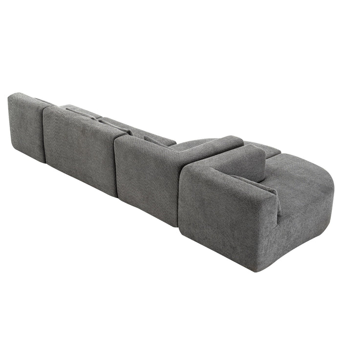 Upholstered Sofa Free Combined Sofa Couch With Two Chaise Lounge And Five Back Pillows For Living Room