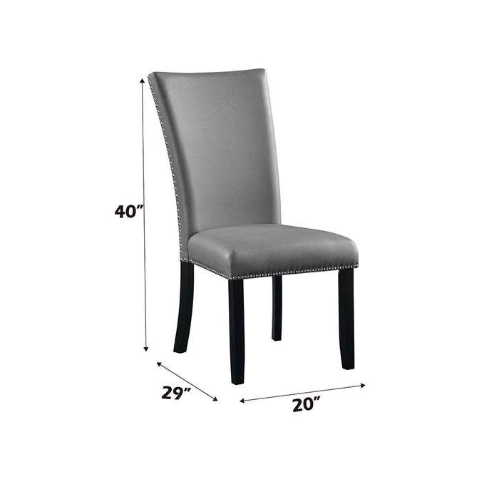 Caralin - Side Chair (Set of 2) - Gray Synthetic Leather & Black Finish