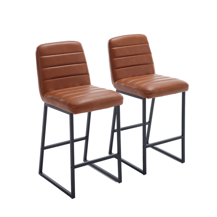 Low Bar Stools (Set of 2) Bar Chairs For Living Room Party Room Kitchen, Upholstered Kitchen Breakfast Bar Stools With Footrest